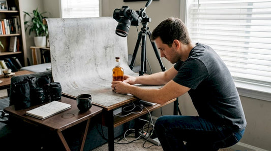 Photographer prepping on ultra-realistic backdrop